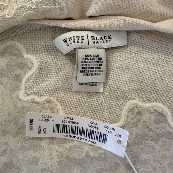NWT White House Black Market Silk Cashmere Blend Scarf Lace Embroidery Ivory - Picture 5 of 7